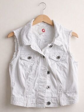 G by Guess White Denim Sleeveless Vest